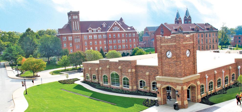 Benedictine College's Dining Hall with Elizabeth Hall in the background